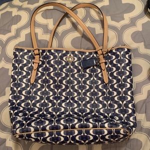 COACH blue and white shoulder bag